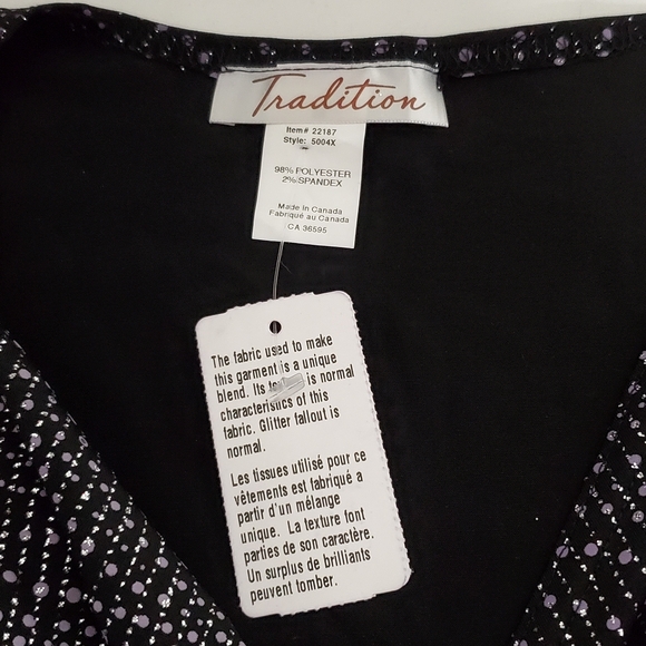 Tradition Black With Lilac & Grey Glitter Top - Picture 6 of 7